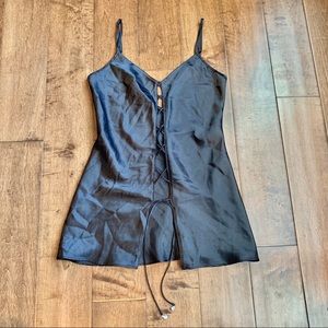 Gorgeous open front black silk top with gems